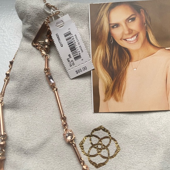 NWT Addison Rose Gold Necklace Dichroic Glass with Dust Bag - Picture 3 of 3